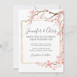 Invitación Boda de código QR de Flauta de cerezo elegante fot