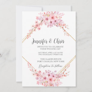 Invitación Boda de código QR de Flauta de cerezo elegante fot