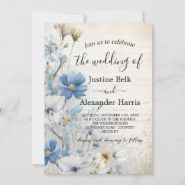 Invitación Boda de código QR de Flor azul turquesa