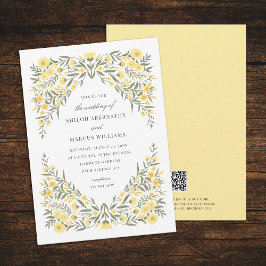 Invitación Boda de código QR de floral amarilla Avalon Butter