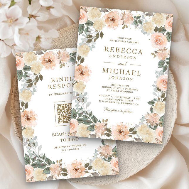 Invitación Boda de código QR de floral de deshielo rústico (Subido por el creador)