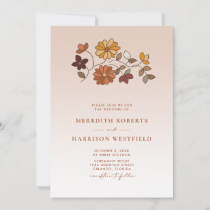 Invitación Boda de código QR de floral de otoño caprichosa