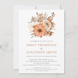 Invitación Boda de código QR de Florals de otoño moderno