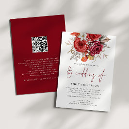 Invitación Boda de código QR de Florals Rustic Boho Fall