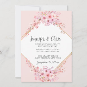 Invitación Boda de código QR de flores de cerezo fotográfico