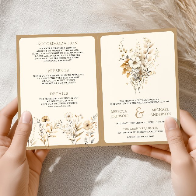Invitación Boda de código QR de flores silvestres boho de oto (Subido por el creador)