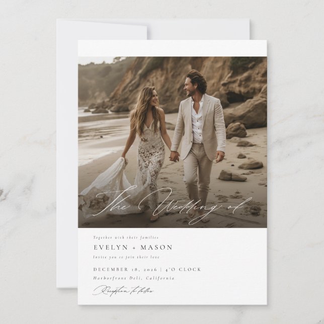 Invitación Boda de código Qr de foto de doble cara de moda (Anverso)