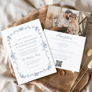 Invitación Boda de código QR de foto francesa de época victor
