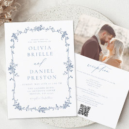 Invitación Boda de código QR de foto francesa de época victor