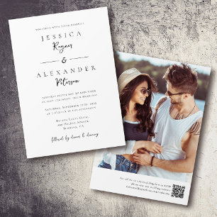 Invitación Boda de código QR de foto minimalista