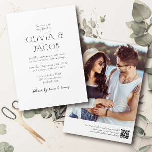 Invitación Boda de código QR de foto minimalista