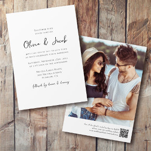 Invitación Boda de código QR de foto minimalista