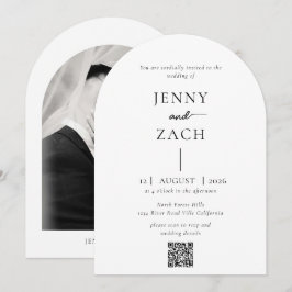 Invitación Boda de código Qr de foto moderna simple
