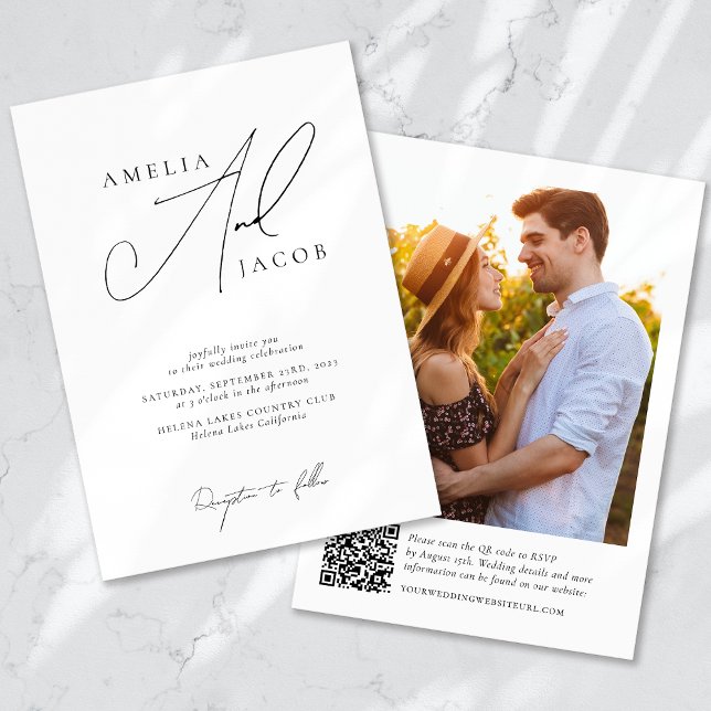 Invitación Boda de código QR de fotografía moderna (Subido por el creador)