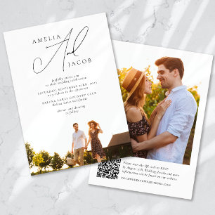 Invitación Boda de código QR de fotografía moderna