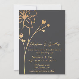 Invitación Boda de código QR de fotos de carbón vegetal y oro
