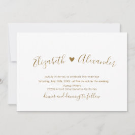 Invitación Boda de código QR de Gold Script All in One