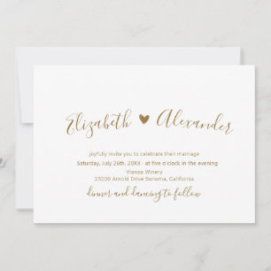 Invitación Boda de código QR de Gold Script All in One