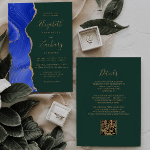 Invitación Boda de código QR de la Agencia Real de Oro Azul