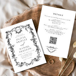 Invitación Boda de código QR de la balca francesa de todo en 