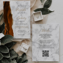 Boda de código QR de la escarcha de oro del Naranj