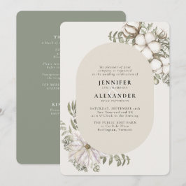 Invitación Boda de código QR de la floral de la vegetación de