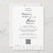 Boda de código Qr de la foto de la flor dibujada a