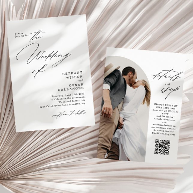 Invitación Boda de código QR de la fotografía de arco de escr (Subido por el creador)