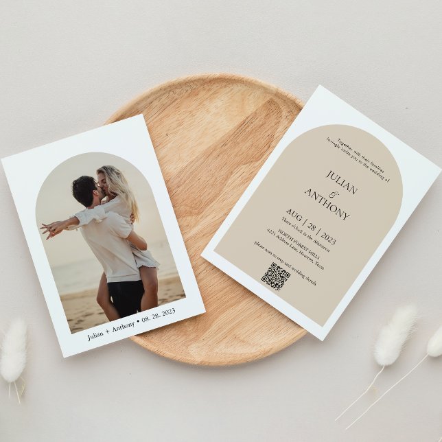 Invitación Boda de código QR de la fotografía de arco simple (Subido por el creador)
