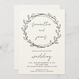 Invitación Boda de código QR de la línea de lámina de laurel 