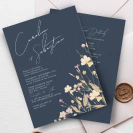 Invitación Boda de código QR de la Marina Delicada de Flores