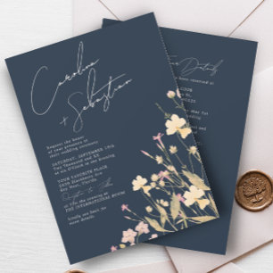 Invitación Boda de código QR de la Marina Delicada de Flores 