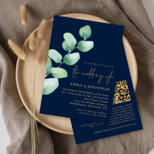 Boda de código QR de la Marina Eucalyptus Blue Gol