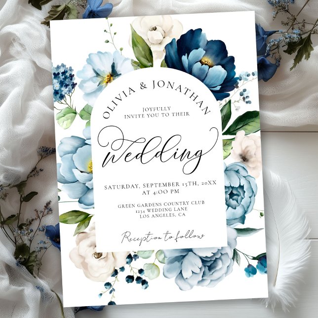 Invitación Boda de código QR de la Marina Rusa azul en 1 pres (Subido por el creador)