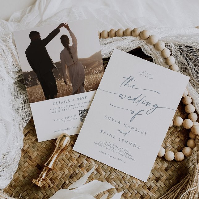 Invitación Boda de código QR de la pizarra de Moda Boho Blue  (Subido por el creador)