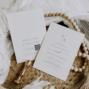 Invitación Boda de código QR de la tabla de Moda Boho Monogra