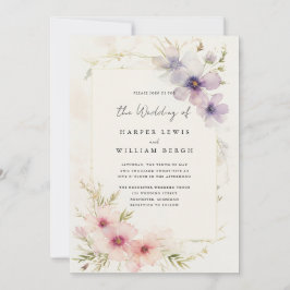 Invitación Boda de código qr de las flores de cosmos de acuar