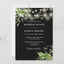 Invitación Boda de código QR de las luces de verde en blanco 