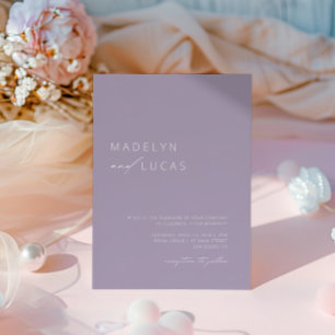 Invitación Boda de código QR de lavanda púrpura minimalista m