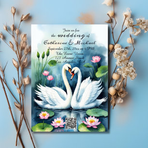 Invitación Boda de código QR de Lotus Pond