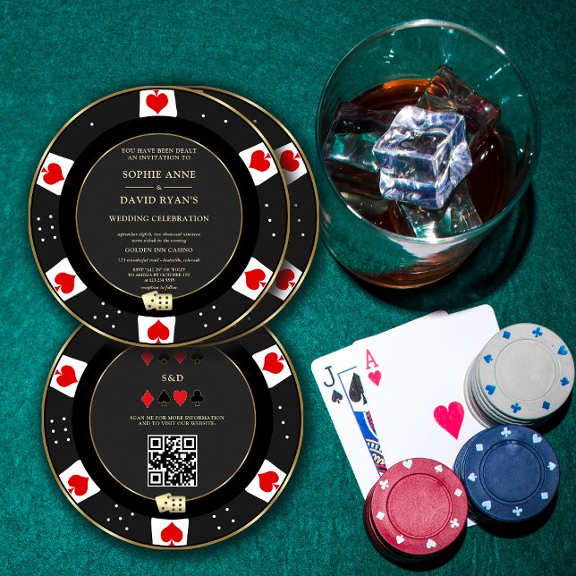 Invitación Boda de código QR de Luxury Gold Poker Chip Casino (Subido por el creador)