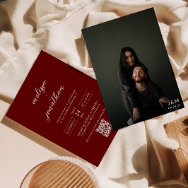 Invitación Boda de código QR de monograma clásico de fotograf