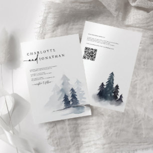Invitación Boda de código QR de Montaña Azul Dusto Simple