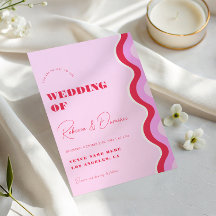 Boda de código QR de ondas retro en negrita rosa y