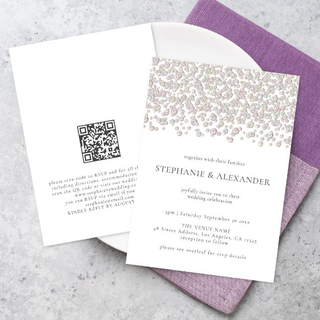 Invitación Boda de código QR de Pearl Ivory Cream moderno (Subido por el creador)