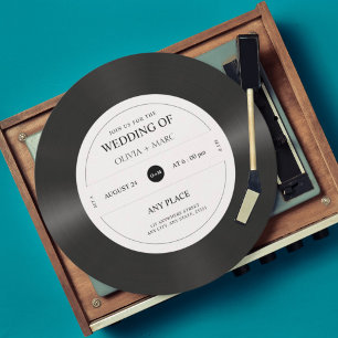 Invitación Boda de código QR de registro de vinilo retro