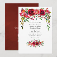 Boda de código QR de respuesta Burgundy y Blush Fl