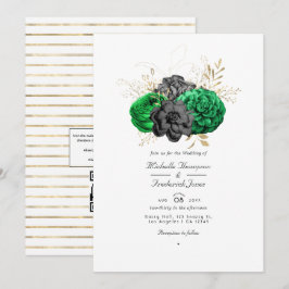Invitación Boda de código QR de respuesta floral esmeralda os
