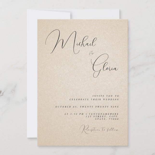 Invitación Boda de código QR de respuesta RSVP de arena beige (Anverso)