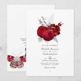 Invitación Boda de código QR de respuesta RSVP de rosa vintag